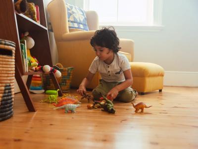 Child playing with toys